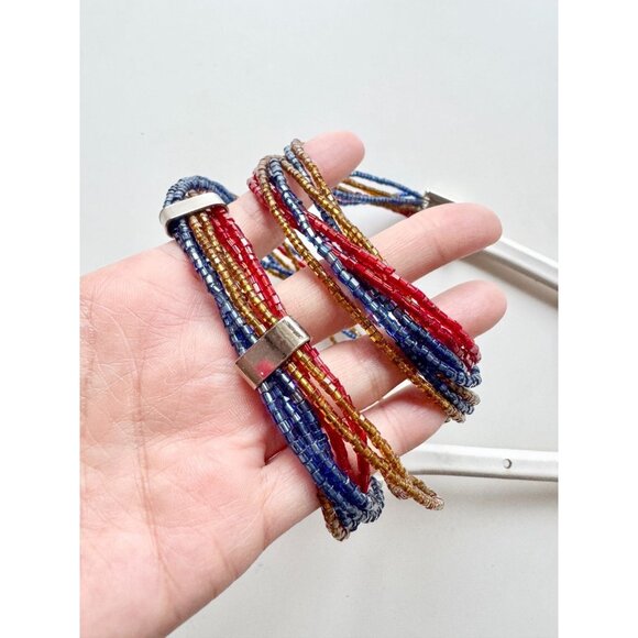 Vintage SANDY DUFTLER DESIGNS White Leather Beaded Chain Skinny Belt - Picture 3 of 10